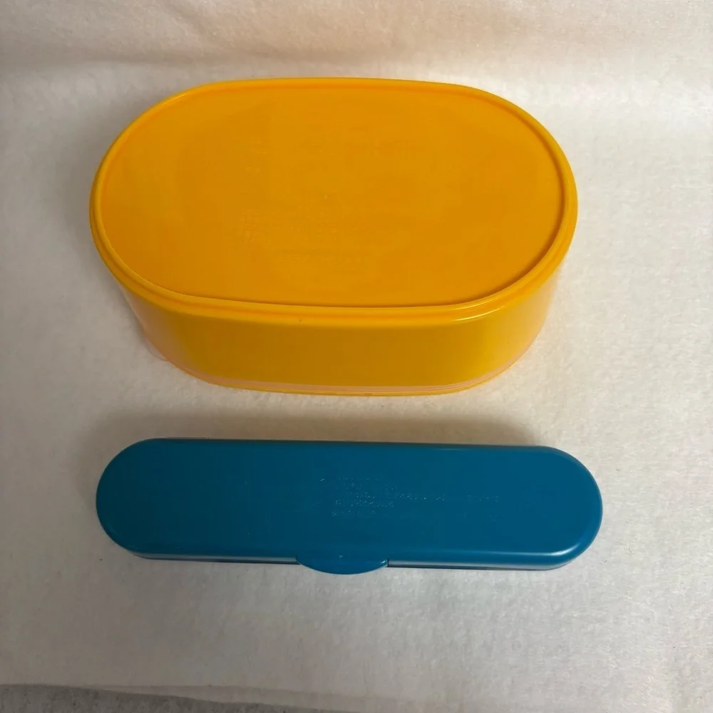 Lilo & Stitch Set of 2 Bento Box Blue Utensil Case Disney Japan